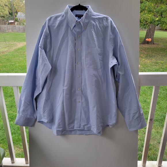 Lands End Shirt Mens XL (16/35)Blue Trim Fit Long Sleeve Button Up Career Casual - Picture 1 of 8